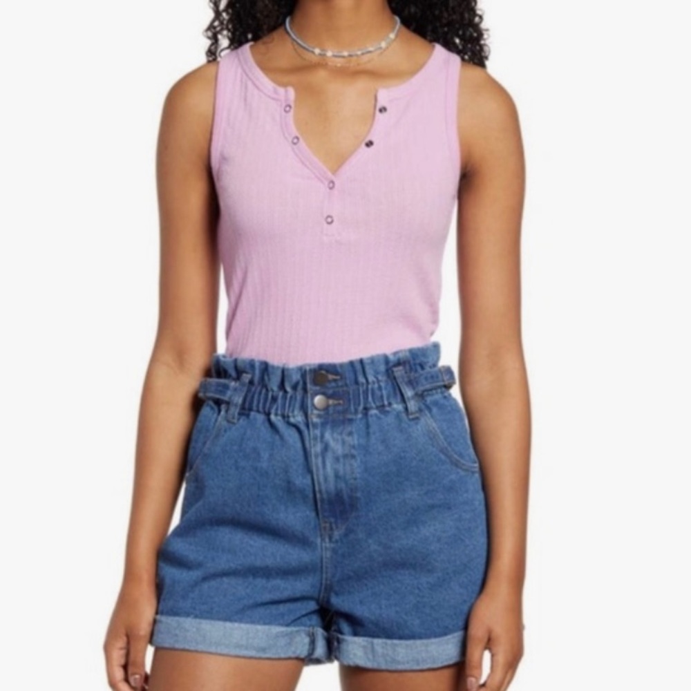 BP Textured Crop Henley Tank Size L